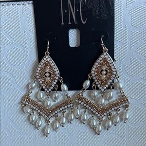 INC International Concepts Gold and White Drop Earrings
